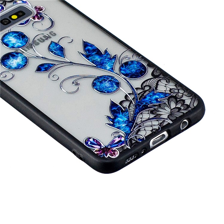Laço Caso Padrão De Flor PC Híbrido TPU Caso Para Samsung Galaxy S10e - Borboleta E Florzinha-3