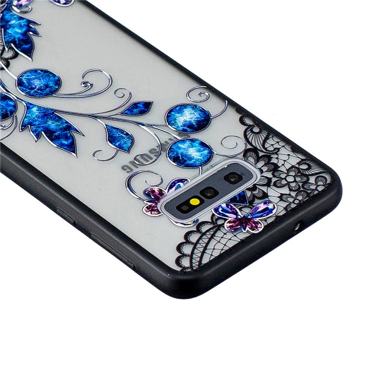 Laço Caso Padrão De Flor PC Híbrido TPU Caso Para Samsung Galaxy S10e - Borboleta E Florzinha-4