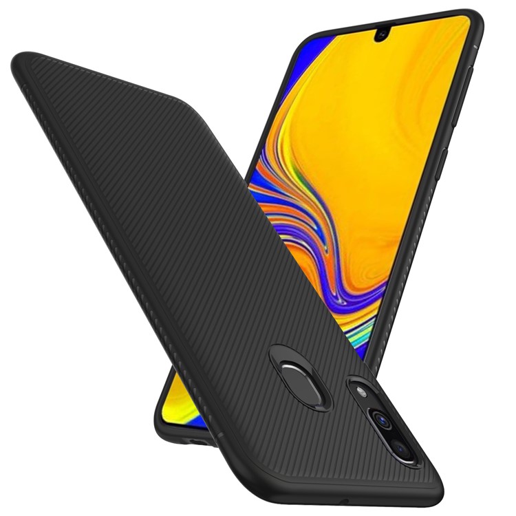 Coque De Protection En TPU Twill Texture LENUO Pour Samsung Galaxy A40 - Noir-1