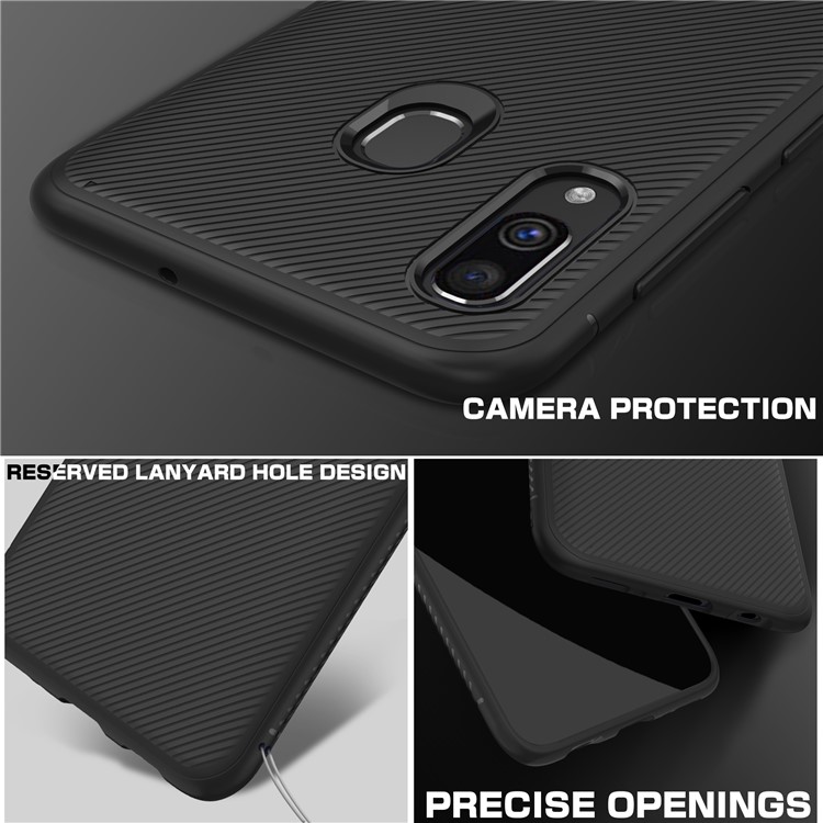 Coque De Protection En TPU Twill Texture LENUO Pour Samsung Galaxy A40 - Noir-3