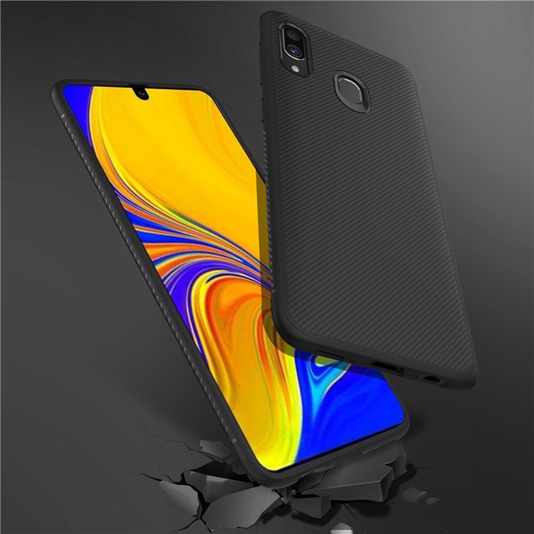 Coque De Protection En TPU Twill Texture LENUO Pour Samsung Galaxy A40 - Noir-5