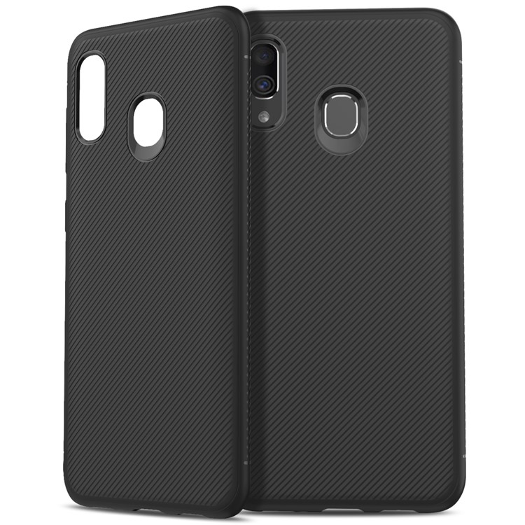 Coque De Protection En TPU Twill Texture LENUO Pour Samsung Galaxy A40 - Noir-8