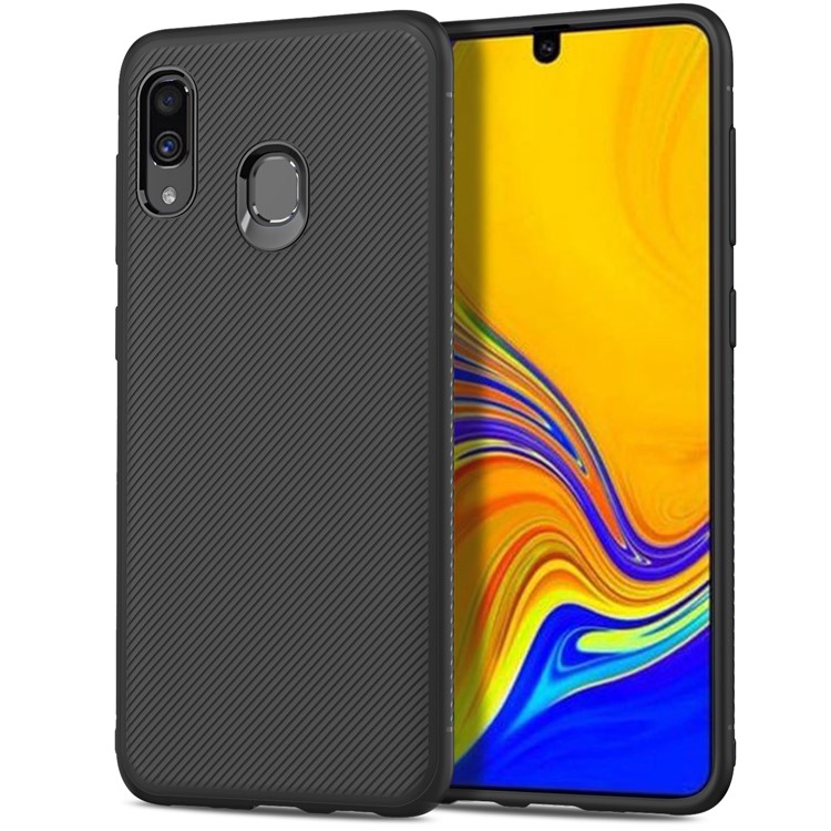 Coque De Protection En TPU Twill Texture LENUO Pour Samsung Galaxy A40 - Noir-9