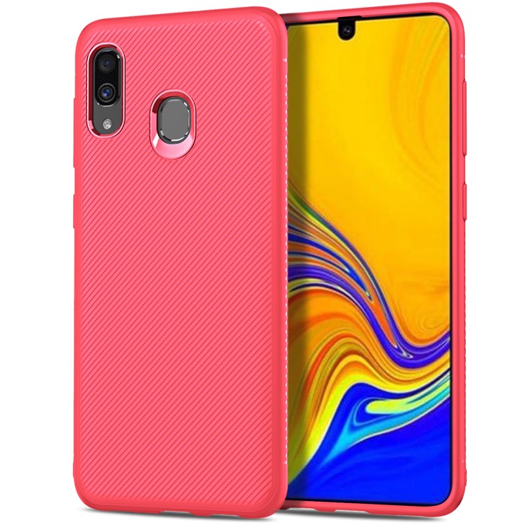 Funda Protectora De TPU LENUO Sarga Textura Para Samsung Galaxy A40 - Rojo-2