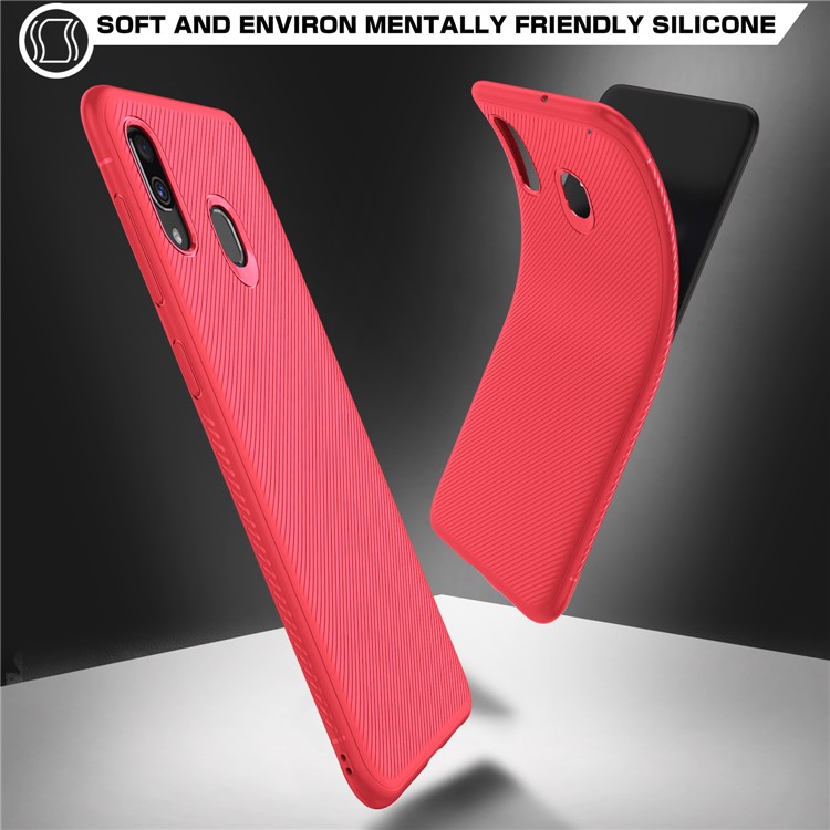 Funda Protectora De TPU LENUO Sarga Textura Para Samsung Galaxy A40 - Rojo-3
