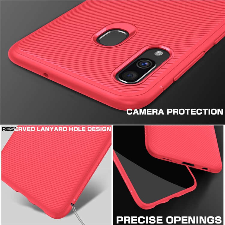 Funda Protectora De TPU LENUO Sarga Textura Para Samsung Galaxy A40 - Rojo-4