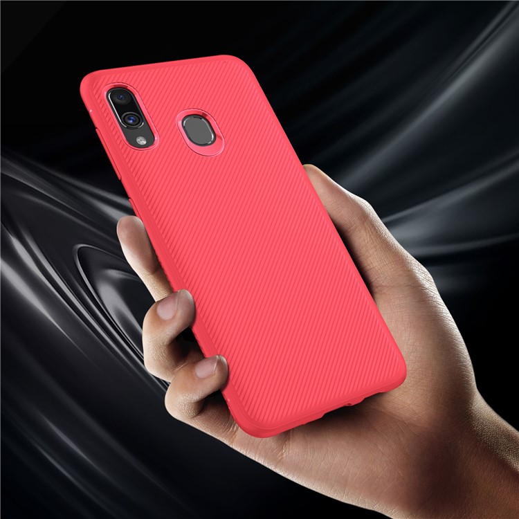Funda Protectora De TPU LENUO Sarga Textura Para Samsung Galaxy A40 - Rojo-5