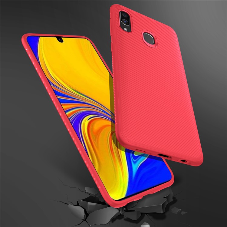 Funda Protectora De TPU LENUO Sarga Textura Para Samsung Galaxy A40 - Rojo-6
