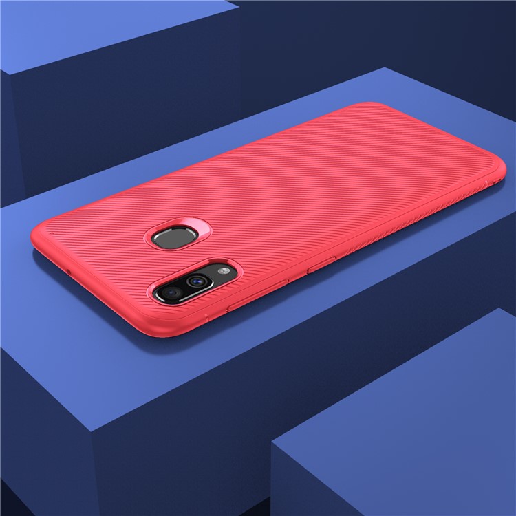 Funda Protectora De TPU LENUO Sarga Textura Para Samsung Galaxy A40 - Rojo-7