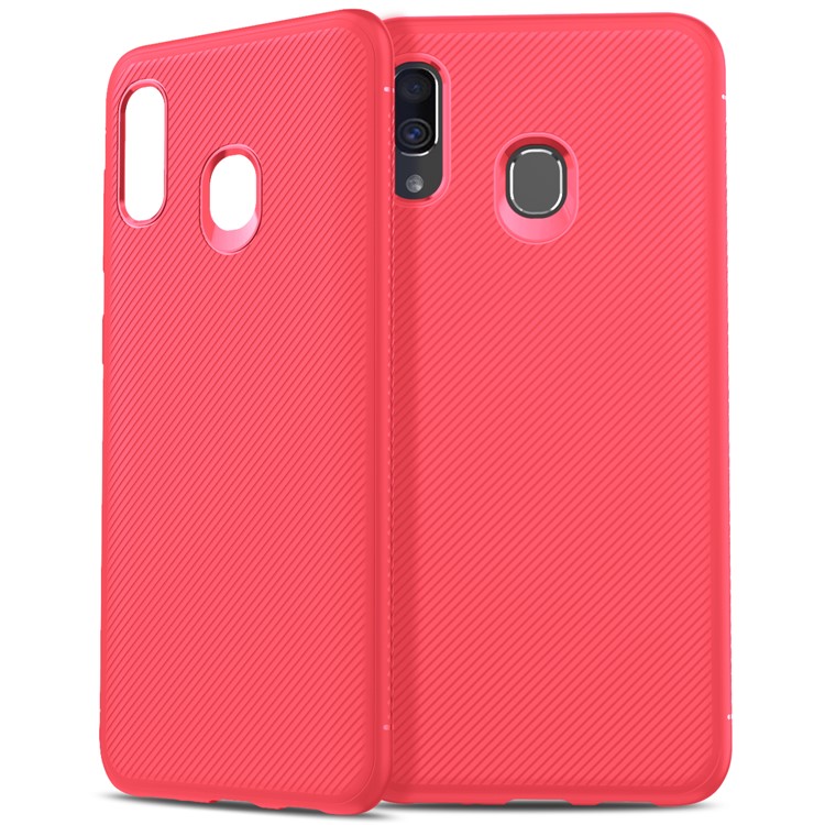 Funda Protectora De TPU LENUO Sarga Textura Para Samsung Galaxy A40 - Rojo-9