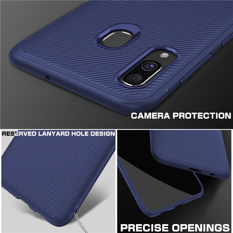 LENUO Twill Texture TPU Protective Phone Case for Samsung Galaxy A40 - Blue-4