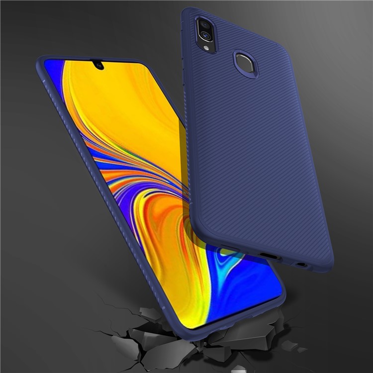 LENUO Twill Texture TPU Protective Phone Case for Samsung Galaxy A40 - Blue-6