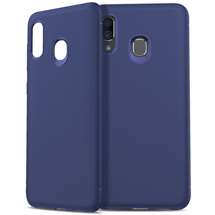 LENUO Twill Texture TPU Protective Phone Case for Samsung Galaxy A40 - Blue-9