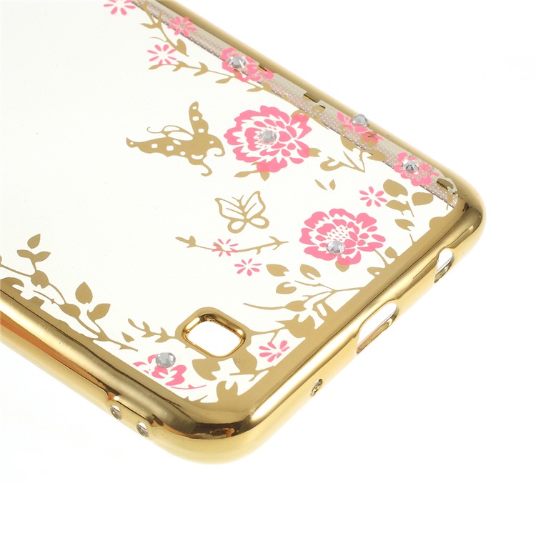 Electroplated Rhinestone TPU Cell Phone Case for Samsung Galaxy M10 - Gold-3
