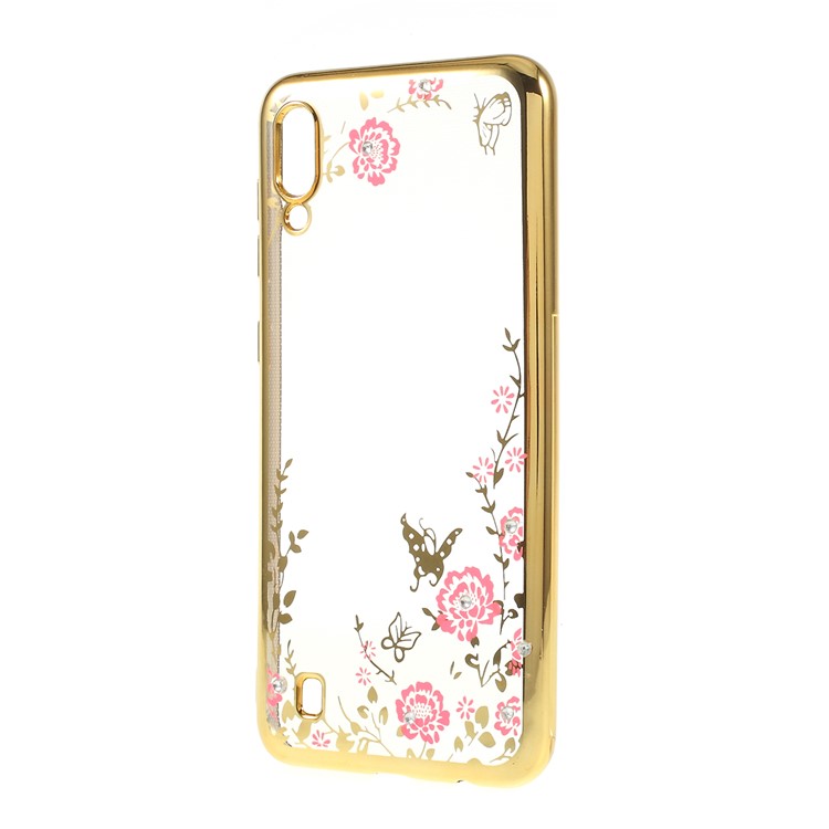 Electroplated Rhinestone TPU Cell Phone Case for Samsung Galaxy M10 - Gold-4