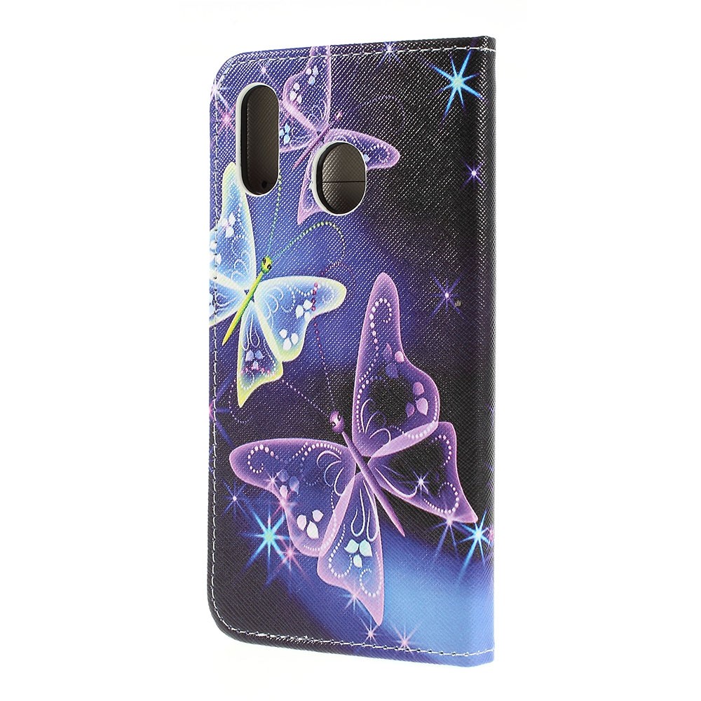 Крест Текстуры Печати Шаблон Кожаный Чехол Для Кошелька Для Samsung Galaxy A30 / A20 - Прекрасная Бабочка-5