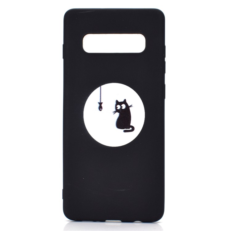 Couverture De Téléphone De TPU D'impression De Modèle Mat Pour Samsung Galaxy S10 Plus - Chat Et Poisson-2