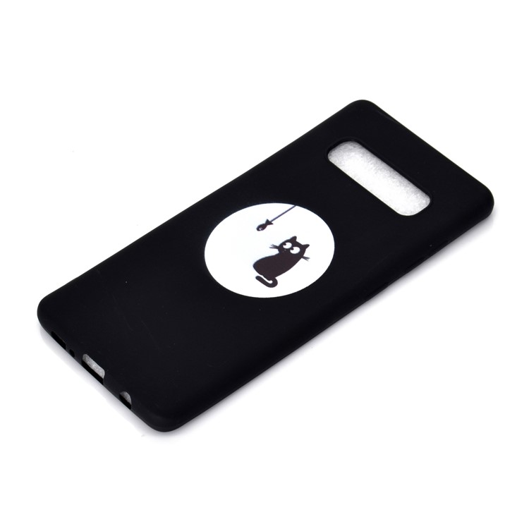 Couverture De Téléphone De TPU D'impression De Modèle Mat Pour Samsung Galaxy S10 Plus - Chat Et Poisson-3