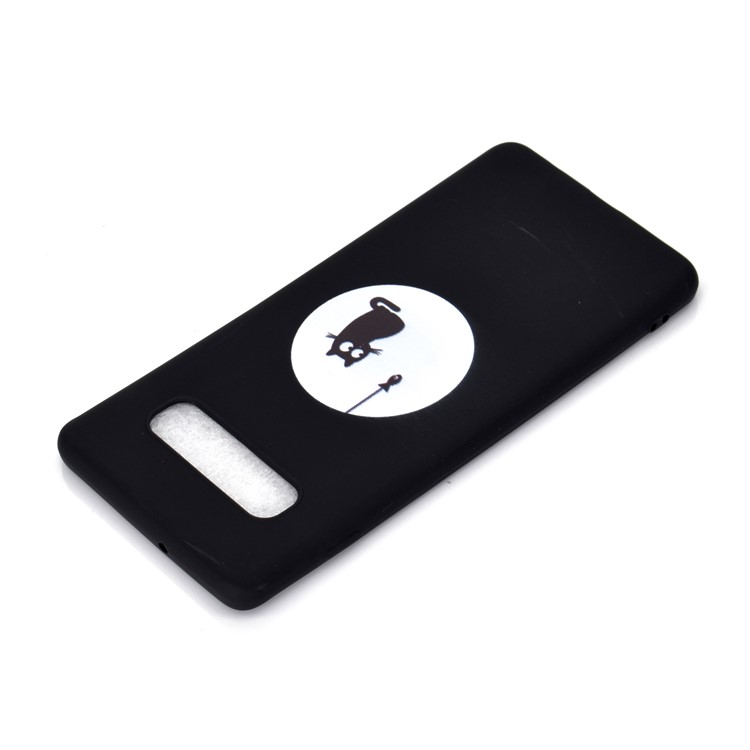 Couverture De Téléphone De TPU D'impression De Modèle Mat Pour Samsung Galaxy S10 Plus - Chat Et Poisson-4