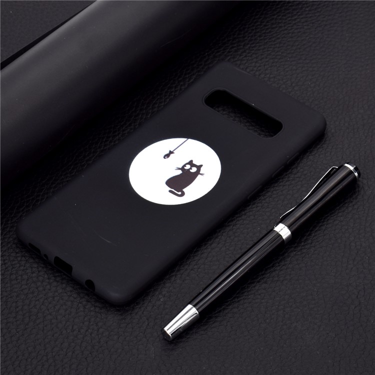 Couverture De Téléphone De TPU D'impression De Modèle Mat Pour Samsung Galaxy S10 Plus - Chat Et Poisson-6