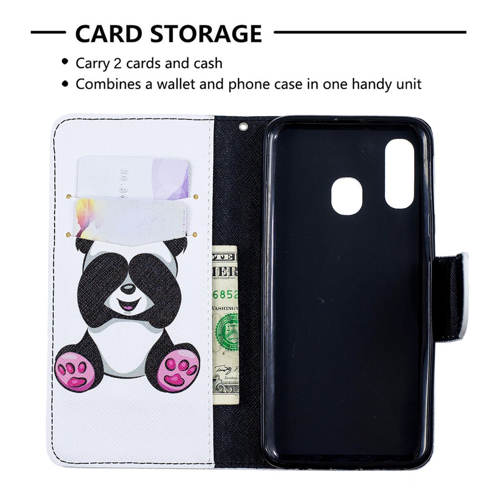 Caso Do Telemóvel Da Aleta Do Couro Do Plutônio Da Impressão Do Teste Padrão Para A Galáxia A40 De Samsung - Panda Adorável-3