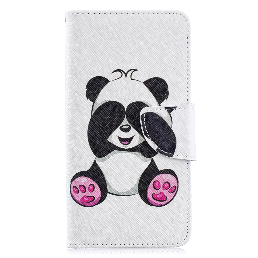 Caso Do Telemóvel Da Aleta Do Couro Do Plutônio Da Impressão Do Teste Padrão Para A Galáxia A40 De Samsung - Panda Adorável-4
