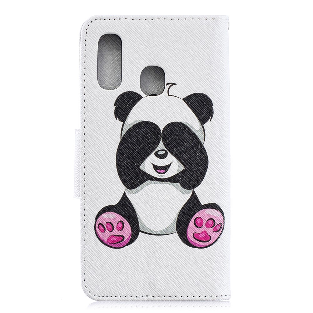Caso Do Telemóvel Da Aleta Do Couro Do Plutônio Da Impressão Do Teste Padrão Para A Galáxia A40 De Samsung - Panda Adorável-5