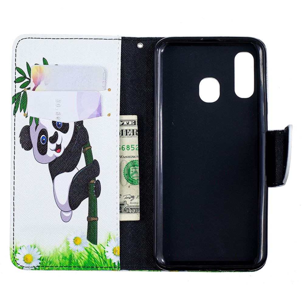 Cassa Del Telefono Cellulare Di Vibrazione Del Cuoio Dell'unità Di Elaborazione Di Modello Per Samsung Galaxy A40 - Panda Adorabile-10