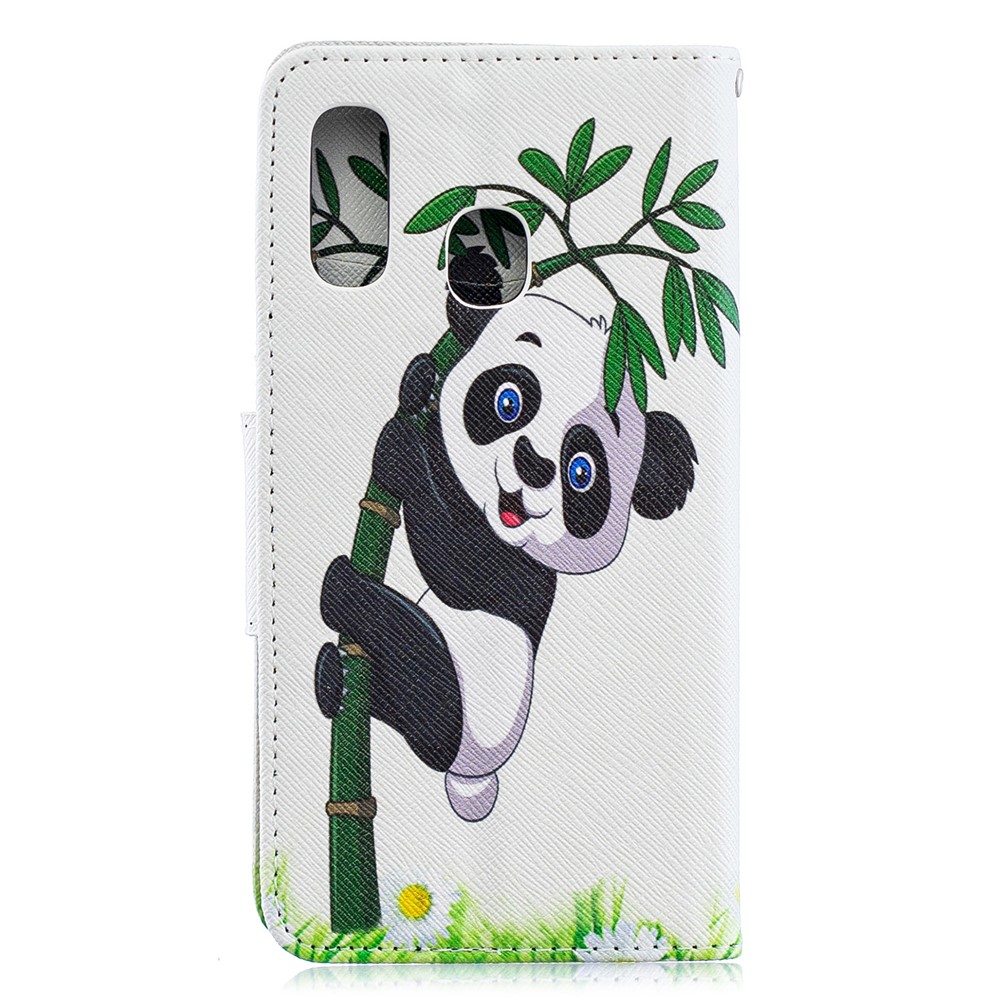 Cassa Del Telefono Cellulare Di Vibrazione Del Cuoio Dell'unità Di Elaborazione Di Modello Per Samsung Galaxy A40 - Panda Adorabile-5