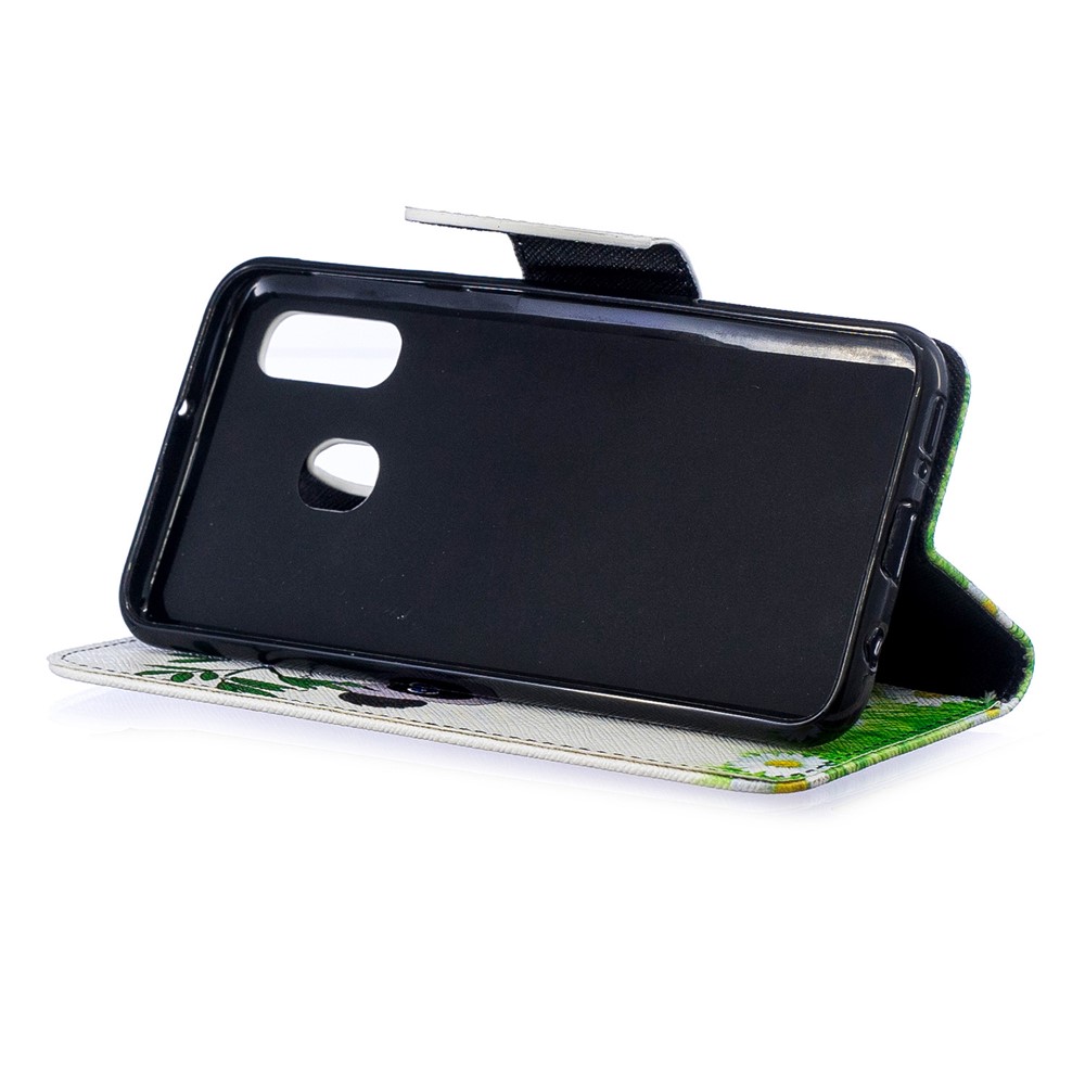Cassa Del Telefono Cellulare Di Vibrazione Del Cuoio Dell'unità Di Elaborazione Di Modello Per Samsung Galaxy A40 - Panda Adorabile-7