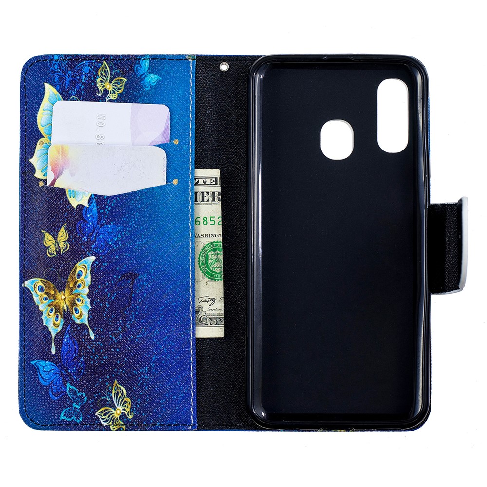 Musterdruck PU-lederner Handyfallfall Für Samsung-Galaxie A40 - Blaue Schmetterlinge-10