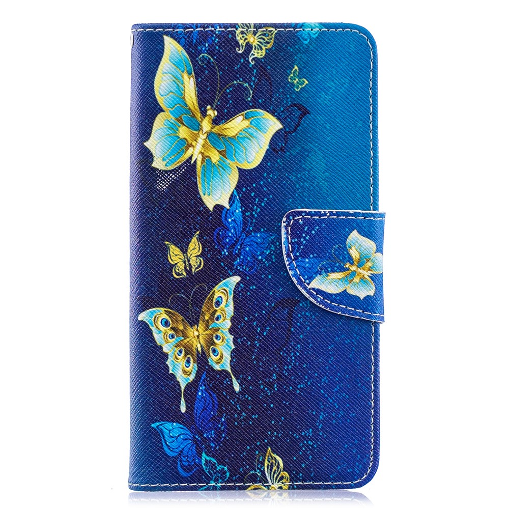 Musterdruck PU-lederner Handyfallfall Für Samsung-Galaxie A40 - Blaue Schmetterlinge-4