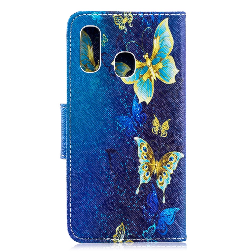 Musterdruck PU-lederner Handyfallfall Für Samsung-Galaxie A40 - Blaue Schmetterlinge-5