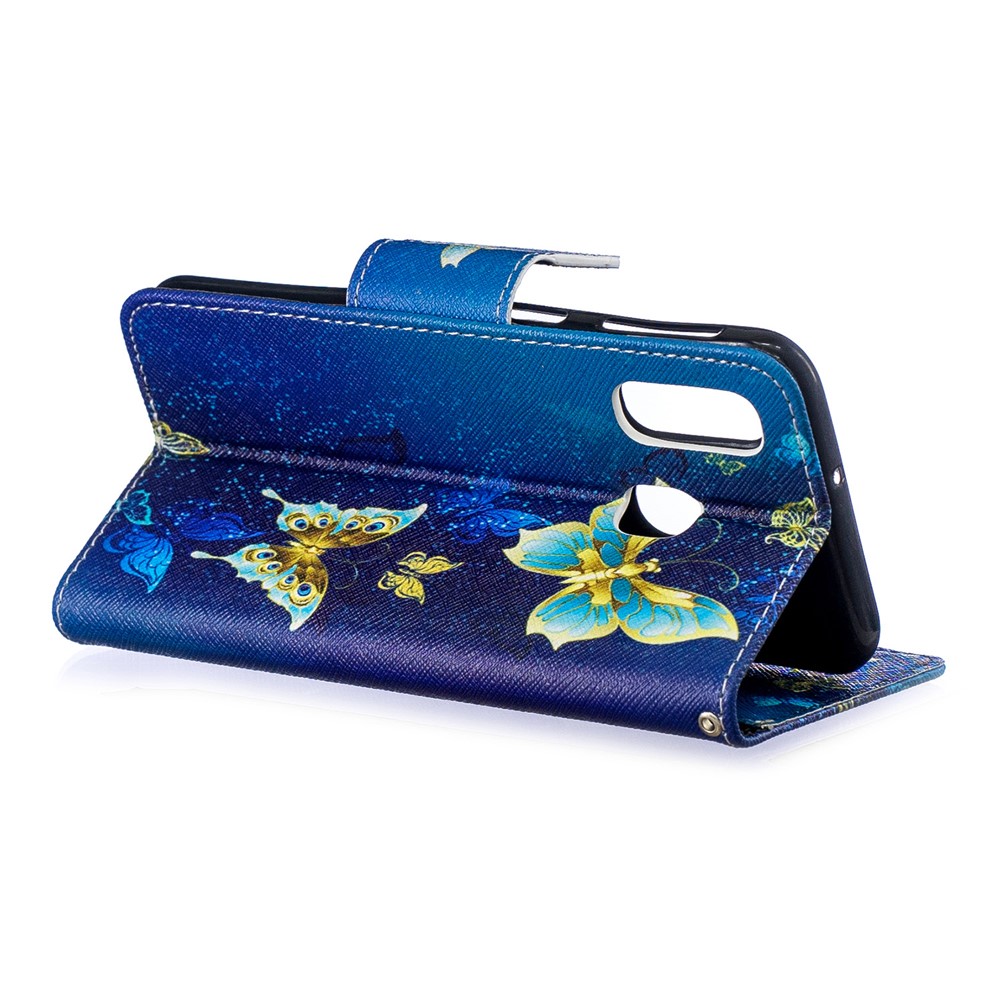 Musterdruck PU-lederner Handyfallfall Für Samsung-Galaxie A40 - Blaue Schmetterlinge-6