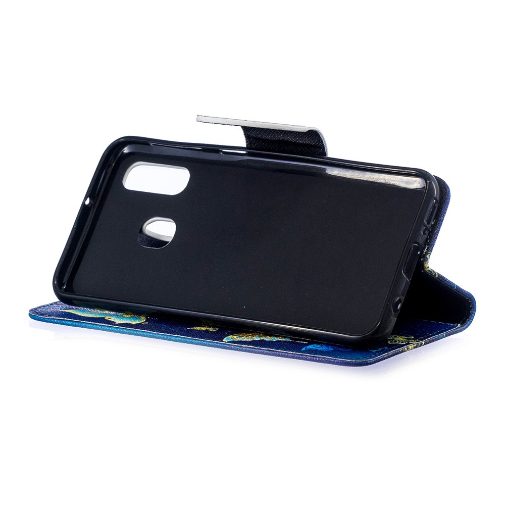 Musterdruck PU-lederner Handyfallfall Für Samsung-Galaxie A40 - Blaue Schmetterlinge-7