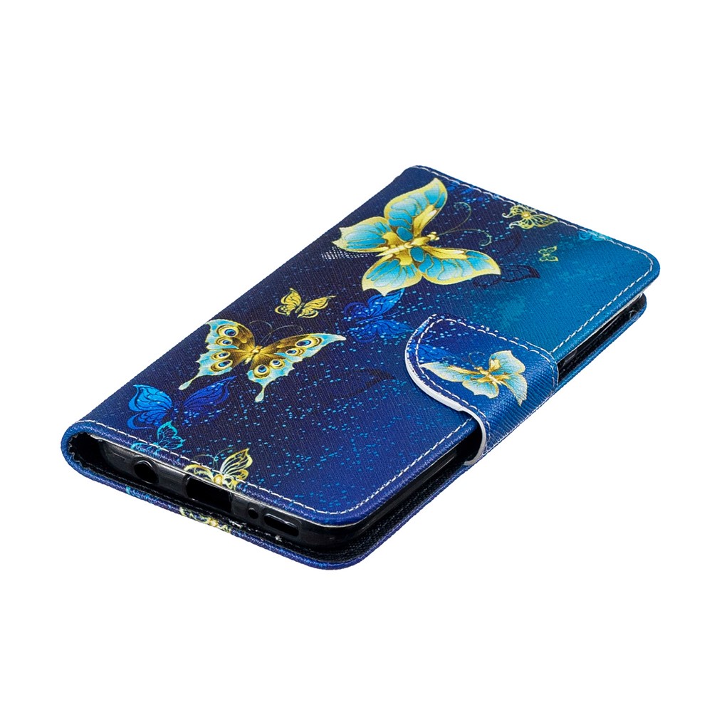 Musterdruck PU-lederner Handyfallfall Für Samsung-Galaxie A40 - Blaue Schmetterlinge-8