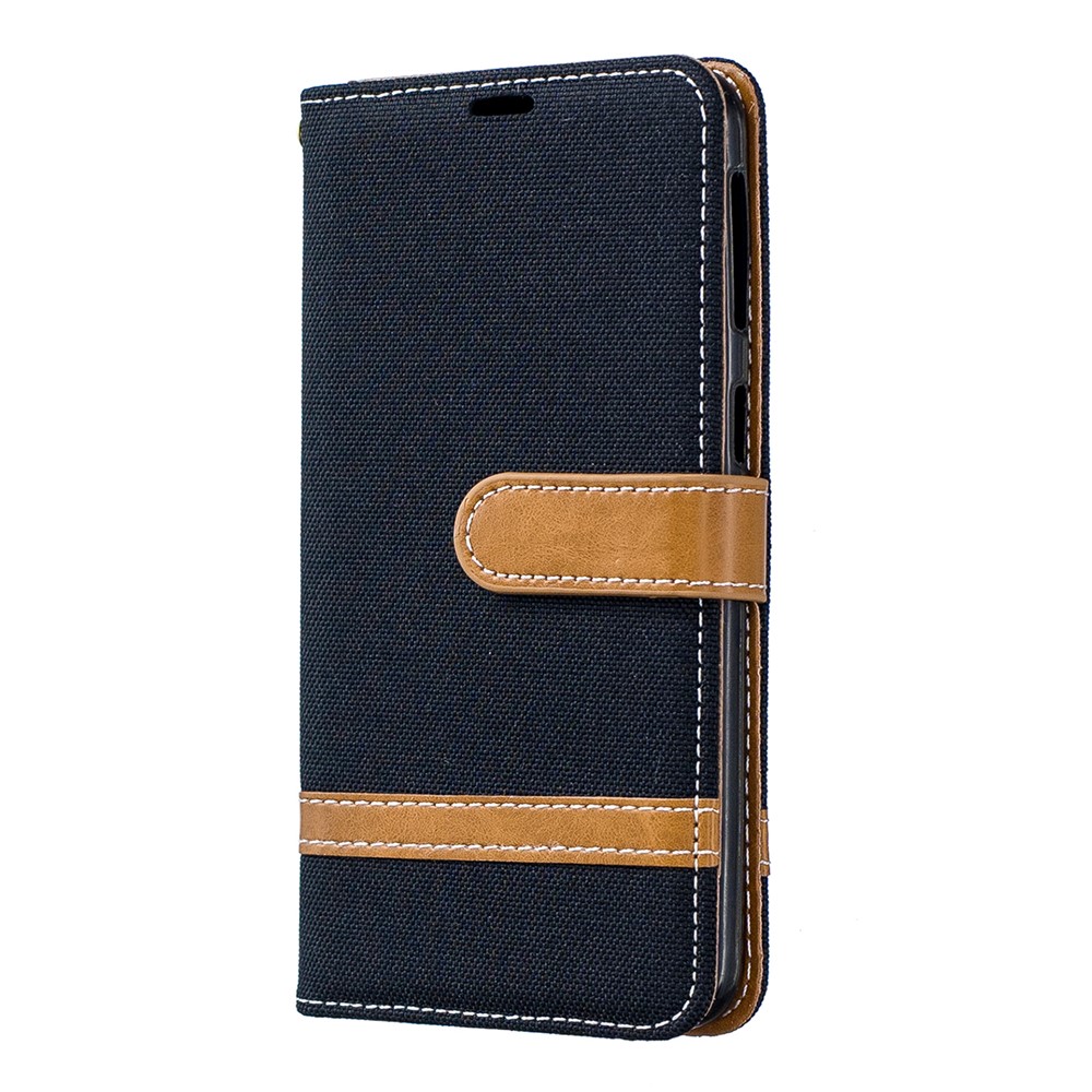 Assorted Color Jeans Cloth Wallet Leather Case Cover for Samsung Galaxy A40 - Black-2