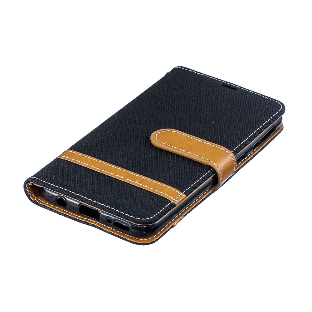 Assorted Color Jeans Cloth Wallet Leather Case Cover for Samsung Galaxy A40 - Black-6