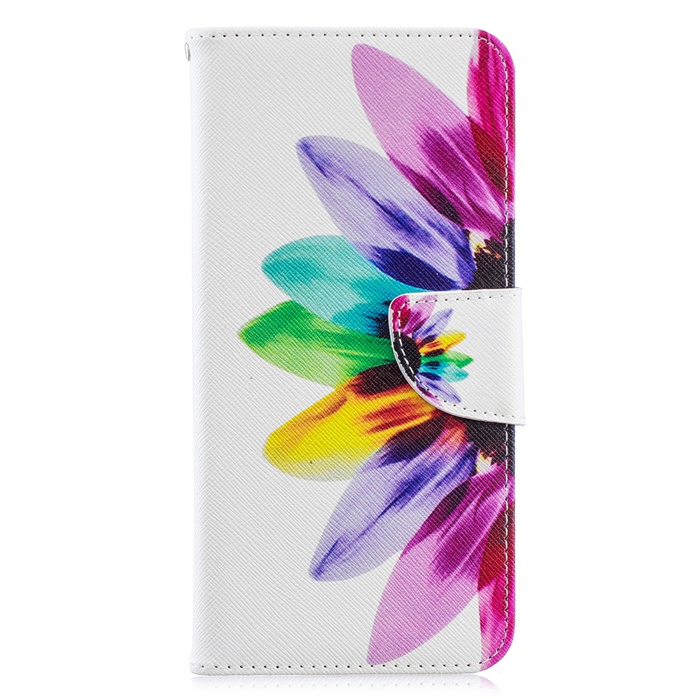 Cubierta De Cuero Del Soporte De La Cartera De La PU De La Impresión Del Patrón Para La Galaxia A70 De Samsung - Patrón De Pétalos-4