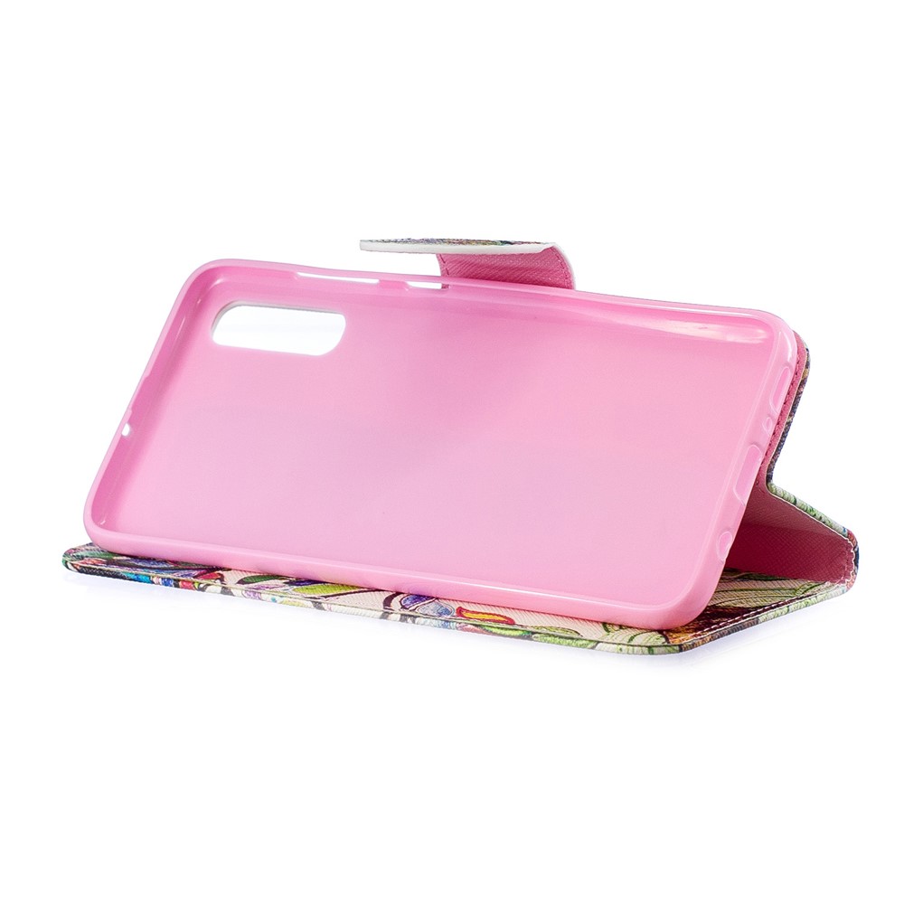 Pattern Printing PU Leather Wallet Stand Flip Cover for Samsung Galaxy A70 - Colorized Tree-7