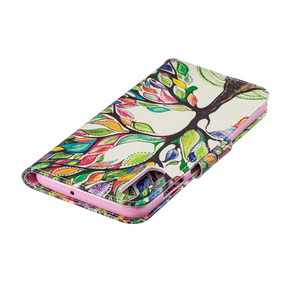 Pattern Printing PU Leather Wallet Stand Flip Cover for Samsung Galaxy A70 - Colorized Tree-9