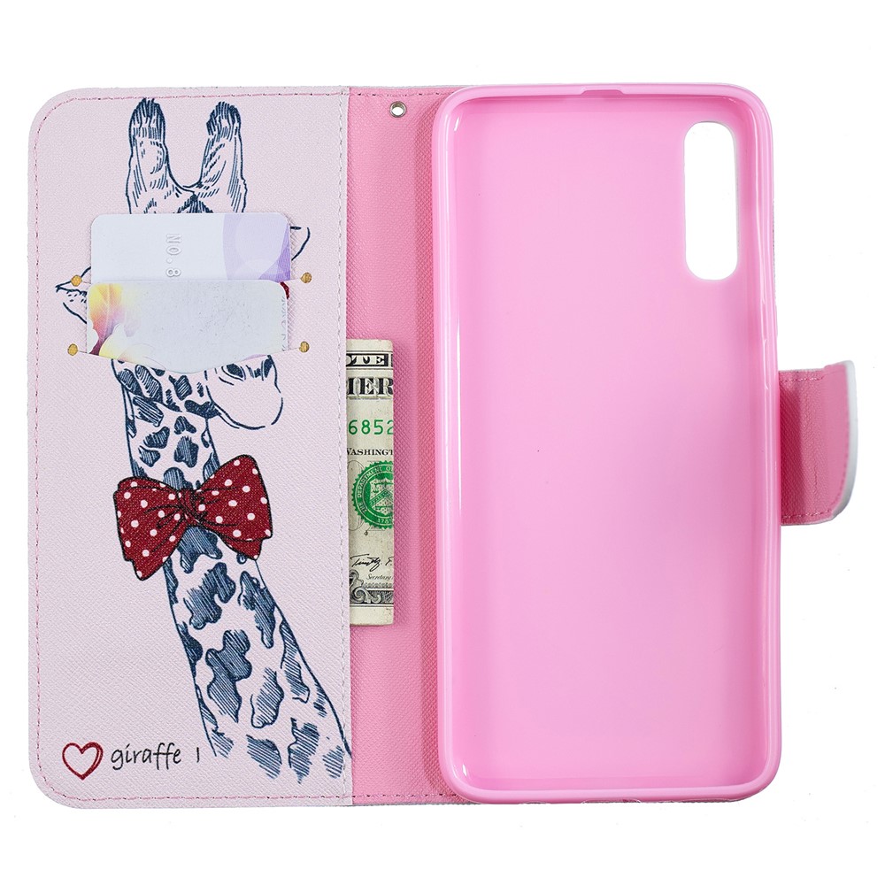 Stampa Del Modello Portafoglio In Pelle PU Copertura Di Vibrazione Per Samsung Galaxy A70 - Giraffa Con Gli Occhiali-10