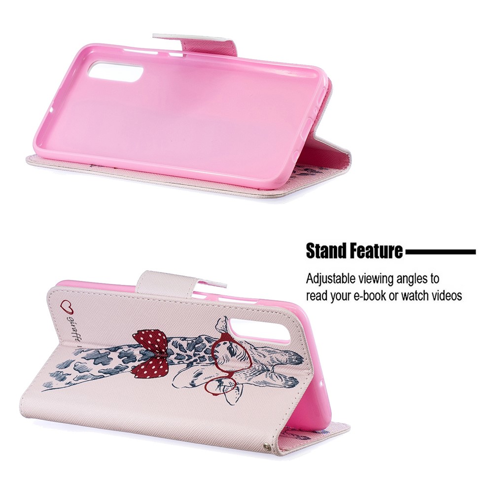 Stampa Del Modello Portafoglio In Pelle PU Copertura Di Vibrazione Per Samsung Galaxy A70 - Giraffa Con Gli Occhiali-2