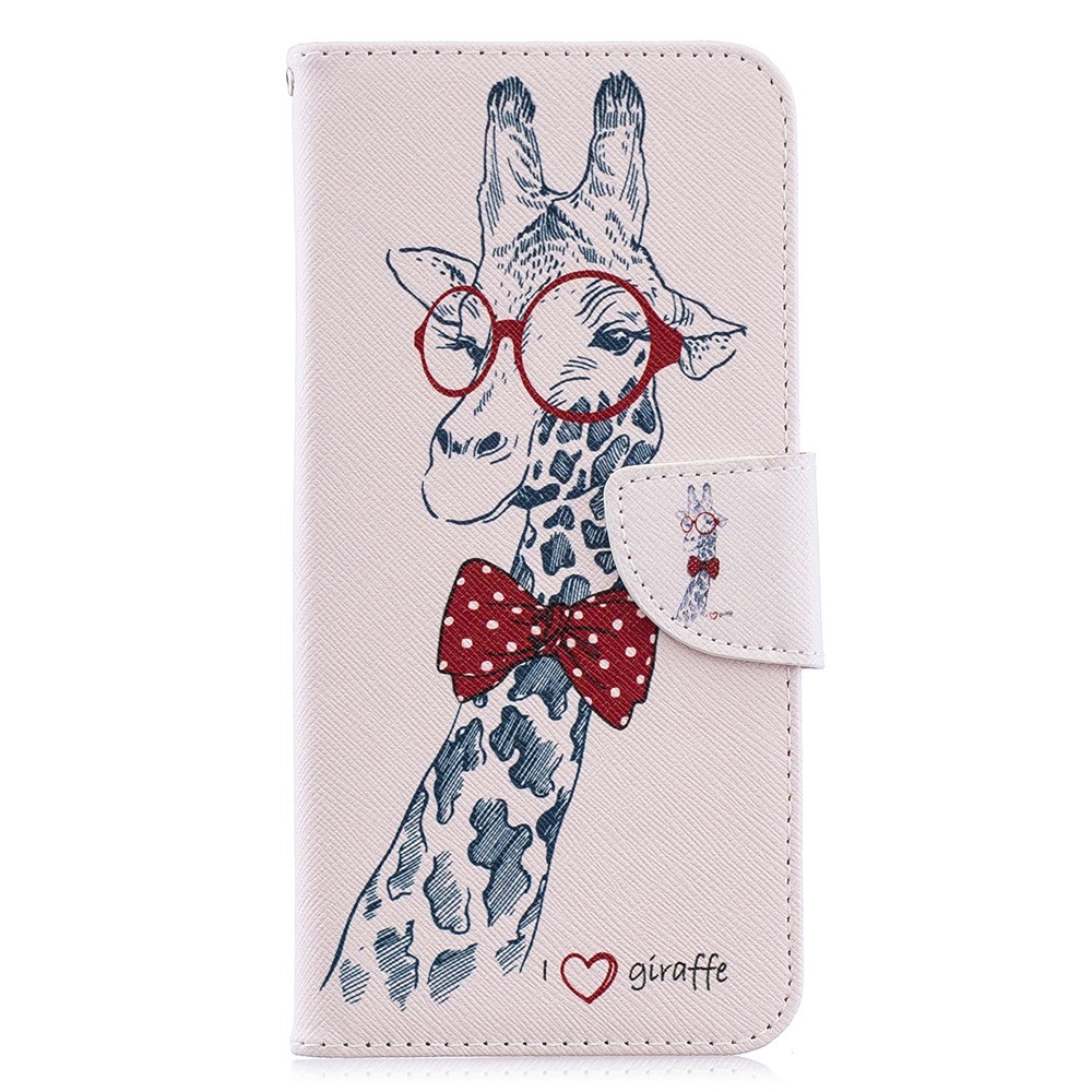 Stampa Del Modello Portafoglio In Pelle PU Copertura Di Vibrazione Per Samsung Galaxy A70 - Giraffa Con Gli Occhiali-4