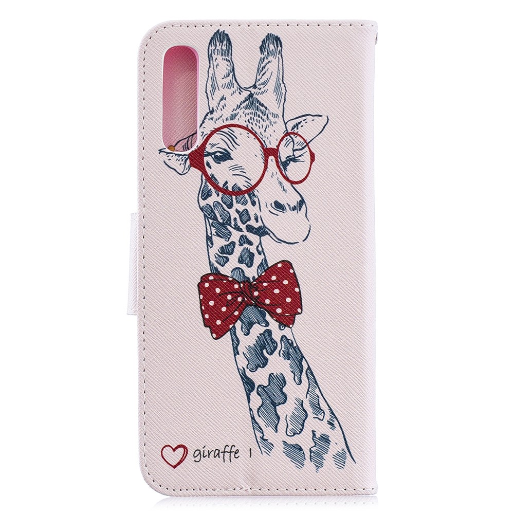Stampa Del Modello Portafoglio In Pelle PU Copertura Di Vibrazione Per Samsung Galaxy A70 - Giraffa Con Gli Occhiali-5