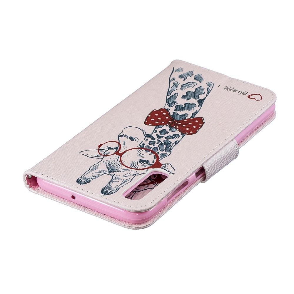 Stampa Del Modello Portafoglio In Pelle PU Copertura Di Vibrazione Per Samsung Galaxy A70 - Giraffa Con Gli Occhiali-9