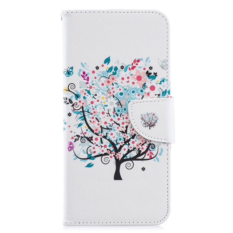 Pattern Printing PU Leather Wallet Stand Flip Cover for Samsung Galaxy A70 - Flowered Tree-4
