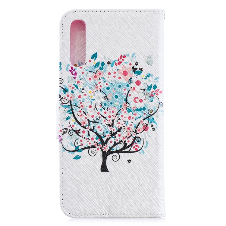 Pattern Printing PU Leather Wallet Stand Flip Cover for Samsung Galaxy A70 - Flowered Tree-5