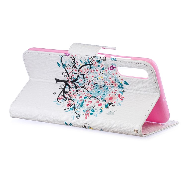Pattern Printing PU Leather Wallet Stand Flip Cover for Samsung Galaxy A70 - Flowered Tree-6