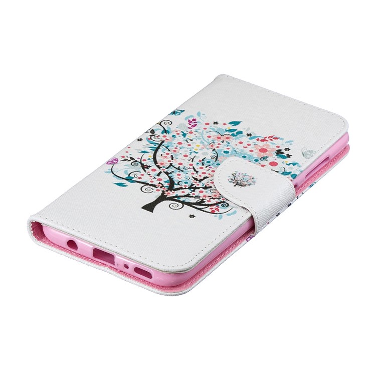 Pattern Printing PU Leather Wallet Stand Flip Cover for Samsung Galaxy A70 - Flowered Tree-8